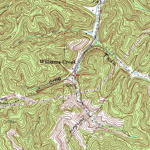 Topographic Map of Williams Creek, KY