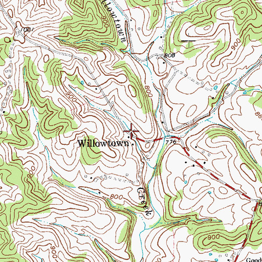 Topographic Map of Willowtown, KY