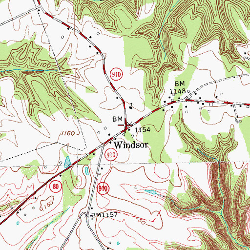 Topographic Map of Windsor, KY