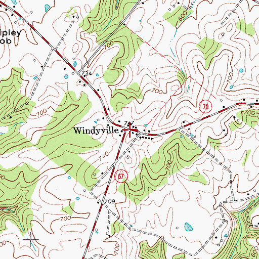 Topographic Map of Windyville, KY