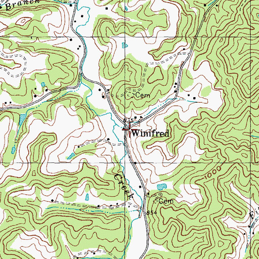 Topographic Map of Winifred, KY