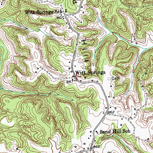 Topographic Map of Witt Springs, KY