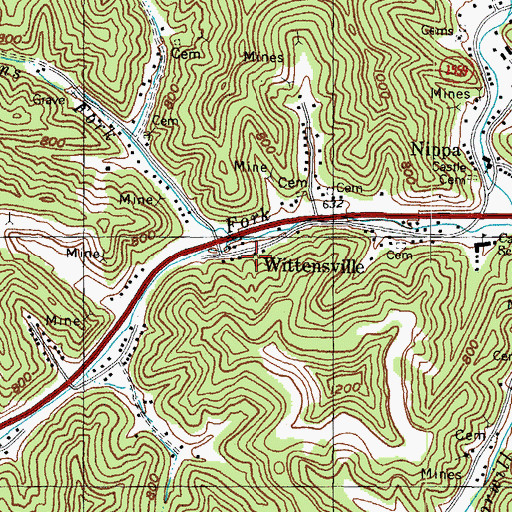 Topographic Map of Wittensville, KY