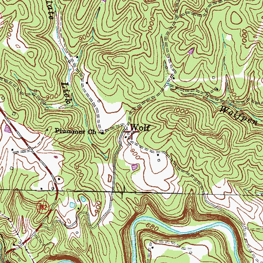 Topographic Map of Wolf, KY