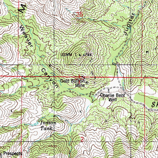 Topographic Map of Gold Bullion Mine, AZ