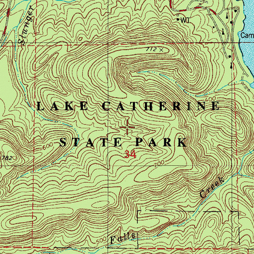Topographic Map of Lake Catherine State Park, AR