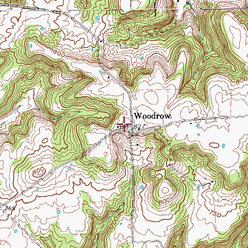 Topographic Map of Woodrow, KY