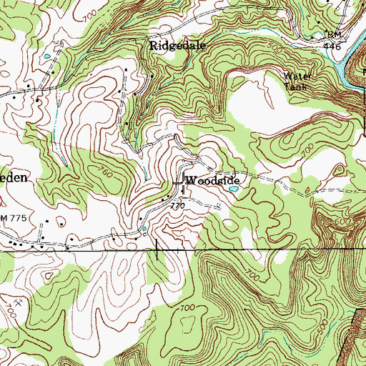 Topographic Map of Woodside, KY