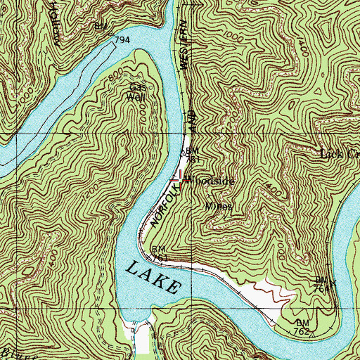 Topographic Map of Woodside, KY