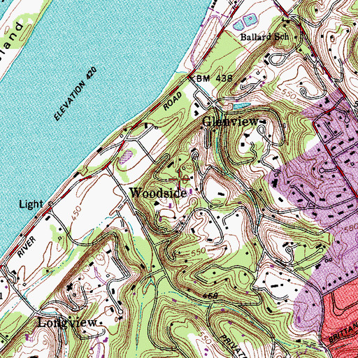 Topographic Map of Woodside, KY