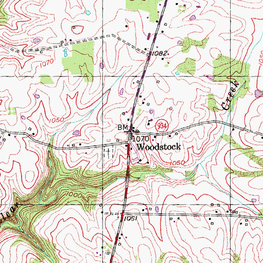 Topographic Map of Woodstock, KY