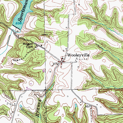 Topographic Map of Wooleyville, KY
