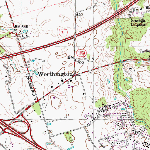 Topographic Map of Worthington, KY