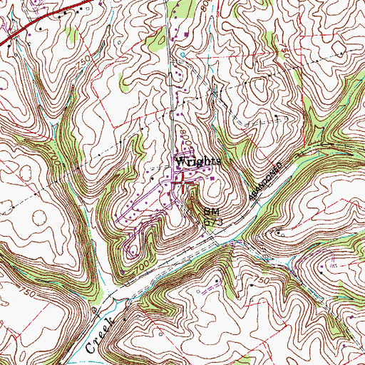 Topographic Map of Wrights, KY