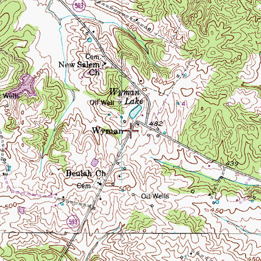 Topographic Map of Wyman, KY