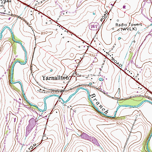Topographic Map of Yarnallton, KY