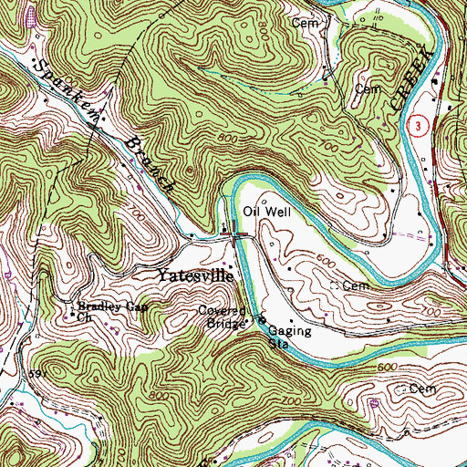 Topographic Map of Yatesville, KY
