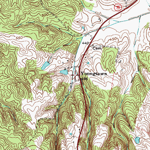 Topographic Map of Youngtown, KY