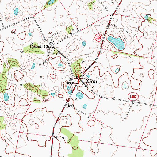 Topographic Map of Zion, KY