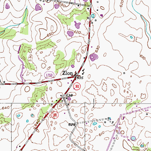 Topographic Map of Zion, KY
