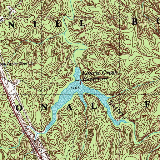 Topographic Map of Laurel Creek Reservoir, KY