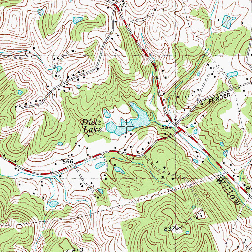 Topographic Map of Dietz Lake, KY