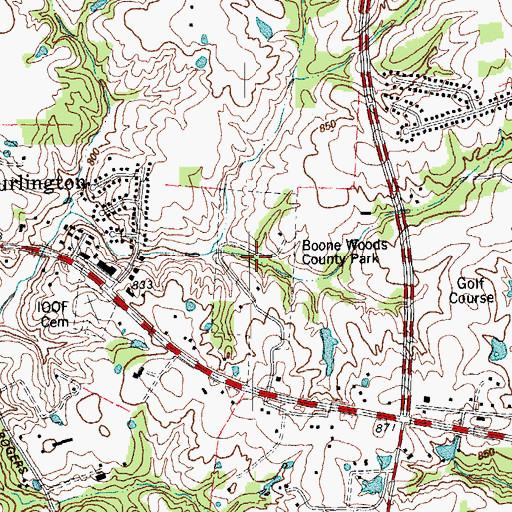 Topographic Map of Boone Woods County Park, KY