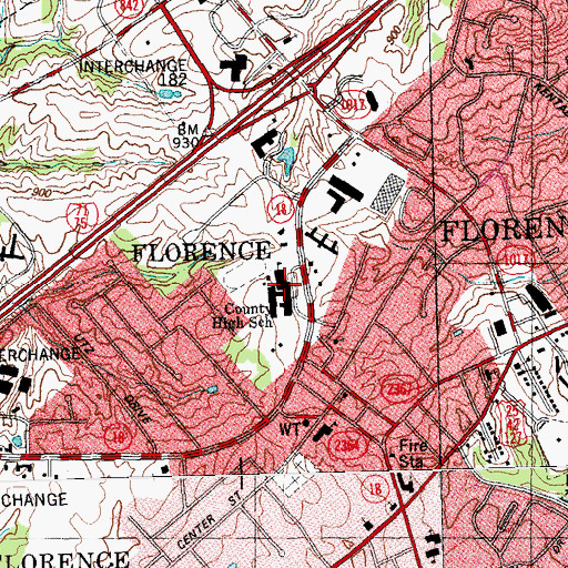 Topographic Map of Boone County High School, KY
