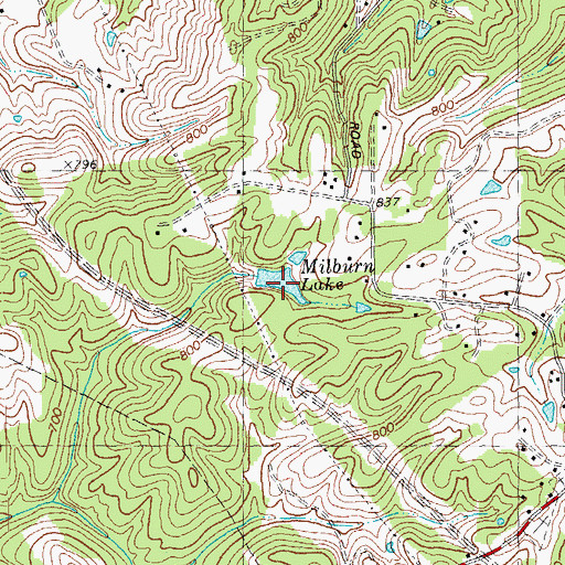 Topographic Map of Milburn Lake, KY
