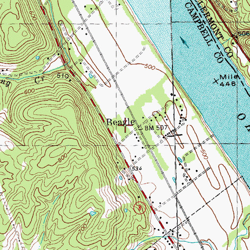 Topographic Map of Beagle, KY