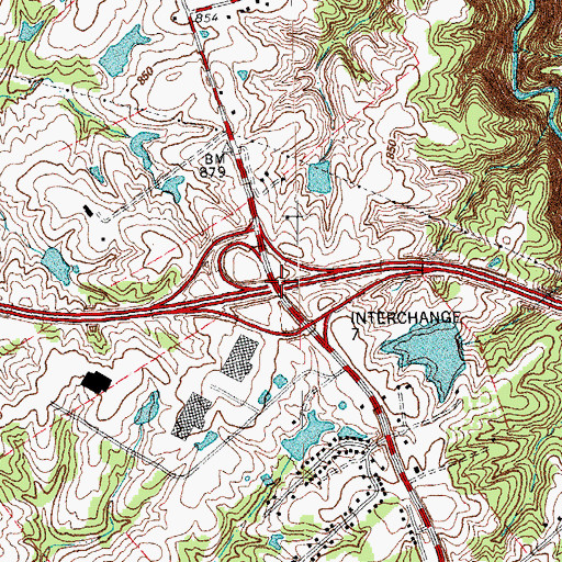 Topographic Map of Interchange 7, KY
