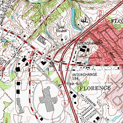 Topographic Map of Interchange 181, KY