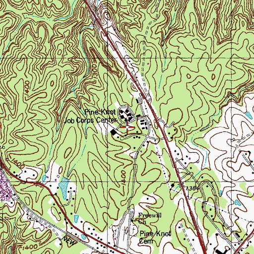 Topographic Map of Pine Knot Job Corps Center, KY