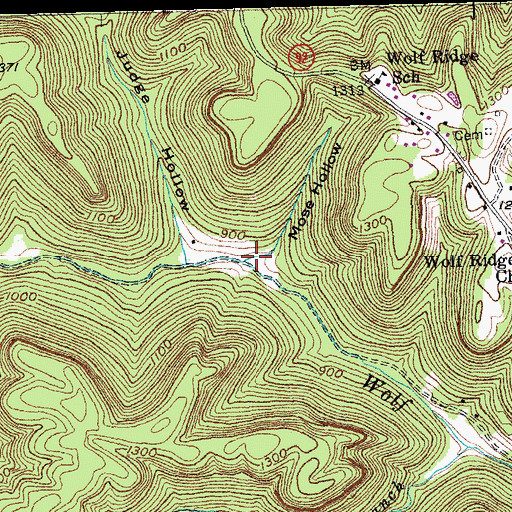 Topographic Map of Moss Hollow, KY