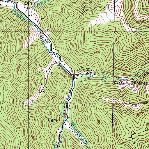 Topographic Map of Left Fork Tinker Fork, KY