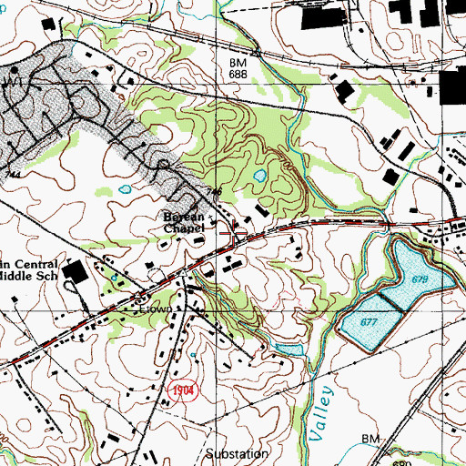 Topographic Map of Berean Baptist Chapel, KY