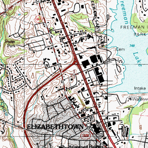 Topographic Map of First Church of God, KY