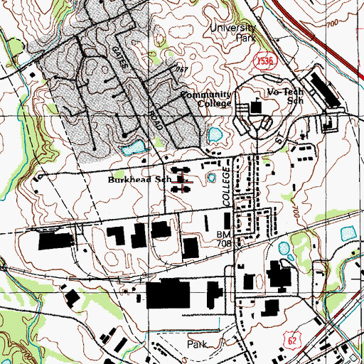 Topographic Map of Burkhead School, KY