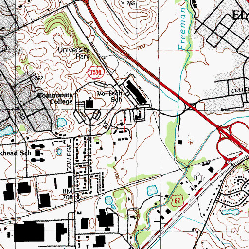 Topographic Map of College View Church of Christ, KY