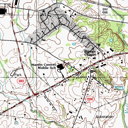 Topographic Map of Hardin Central Middle School, KY