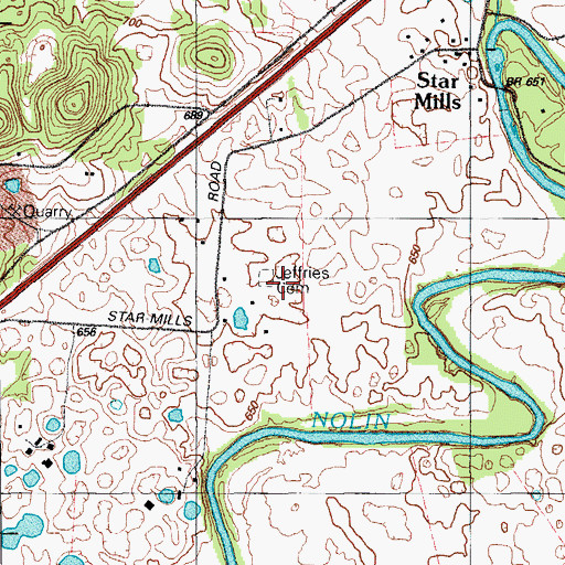 Topographic Map of Jeffries Cemetery, KY