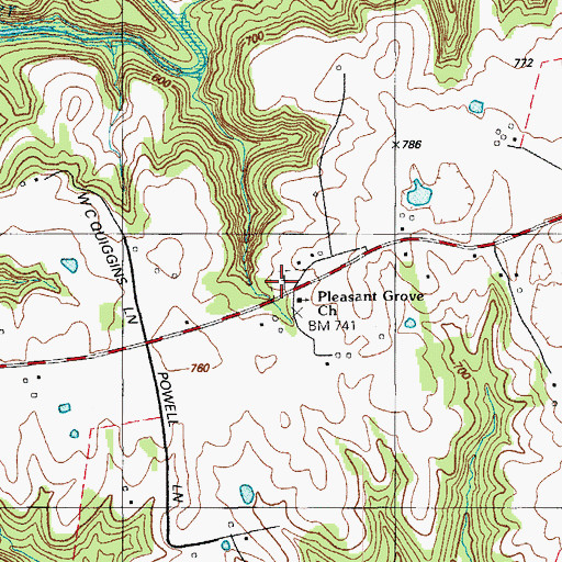 Topographic Map of Pleasant Grove Cemetery, KY