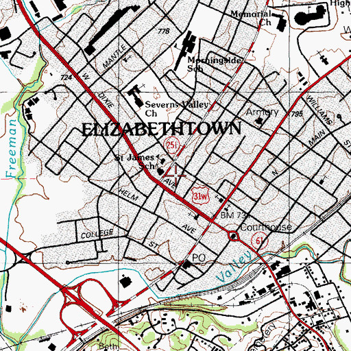 Topographic Map of Saint James Catholic Church, KY