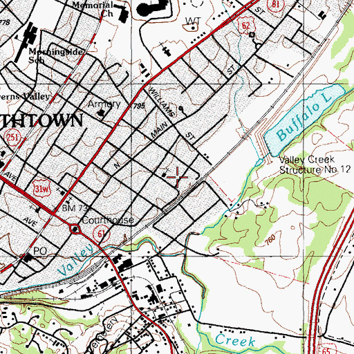 Topographic Map of Central Baptist Church, KY