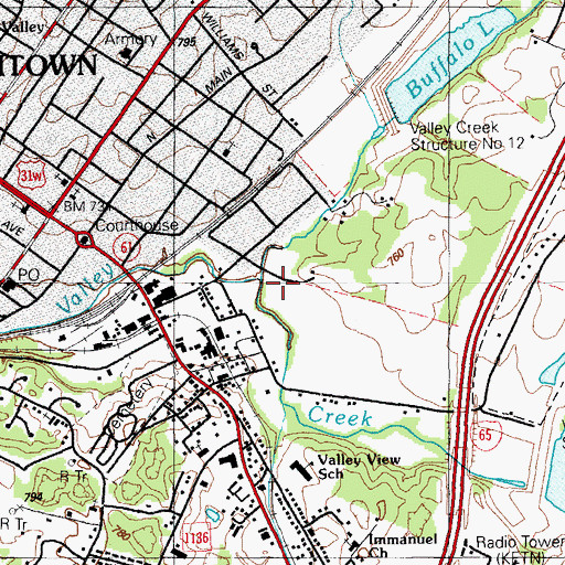 Topographic Map of Buffalo Creek, KY