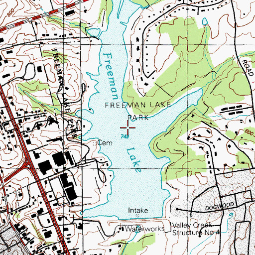 Topographic Map of Freeman Lake, KY