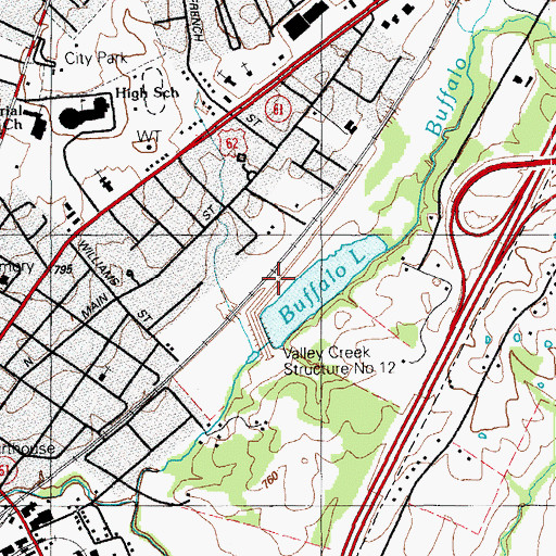 Topographic Map of Valley Creek Structure Number 12, KY
