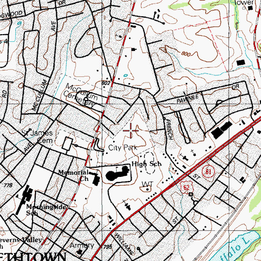Topographic Map of Elizabethtown City Park, KY