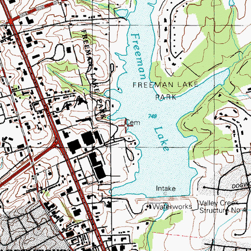Topographic Map of Freeman Lake Park, KY