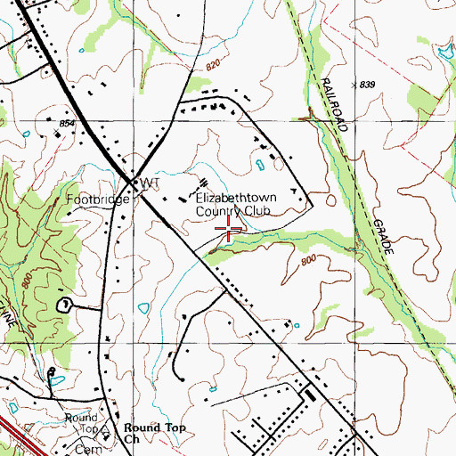 Topographic Map of Elizabethtown Country Club, KY